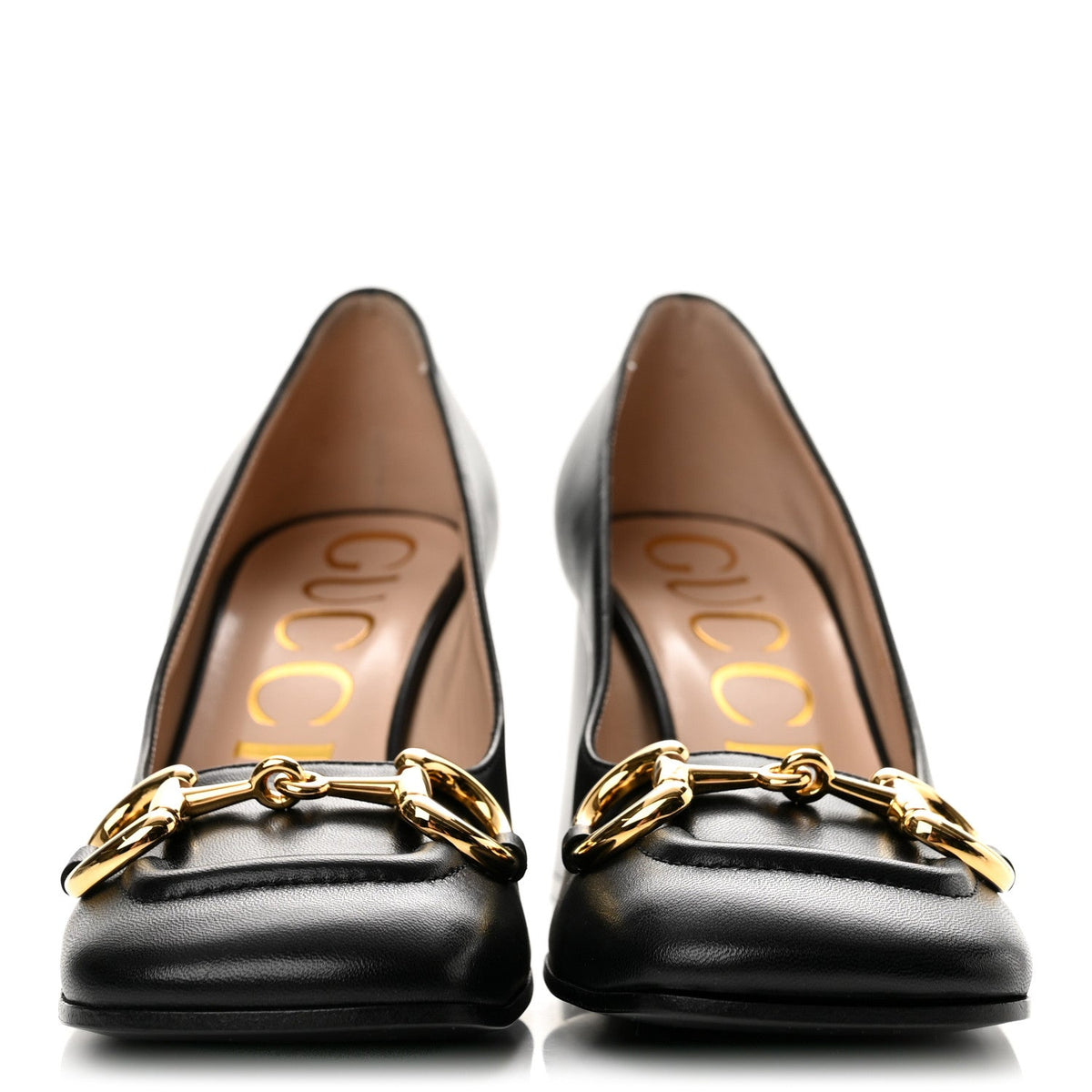 Gucci Kidskin Leather Women's Malaga Kid Horsebit Pumps 37 Black