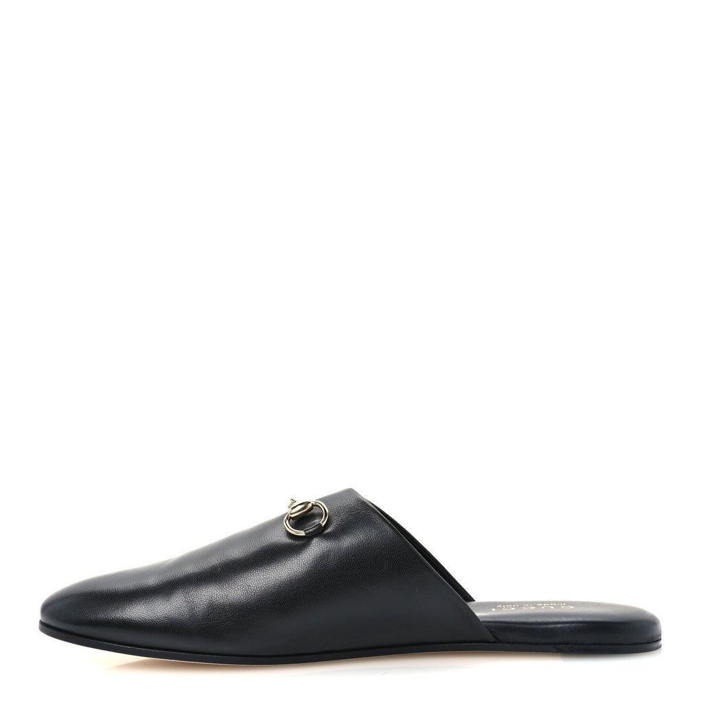 Gucci Nappa Women's Annette Horsebit Slippers 39.5 Black