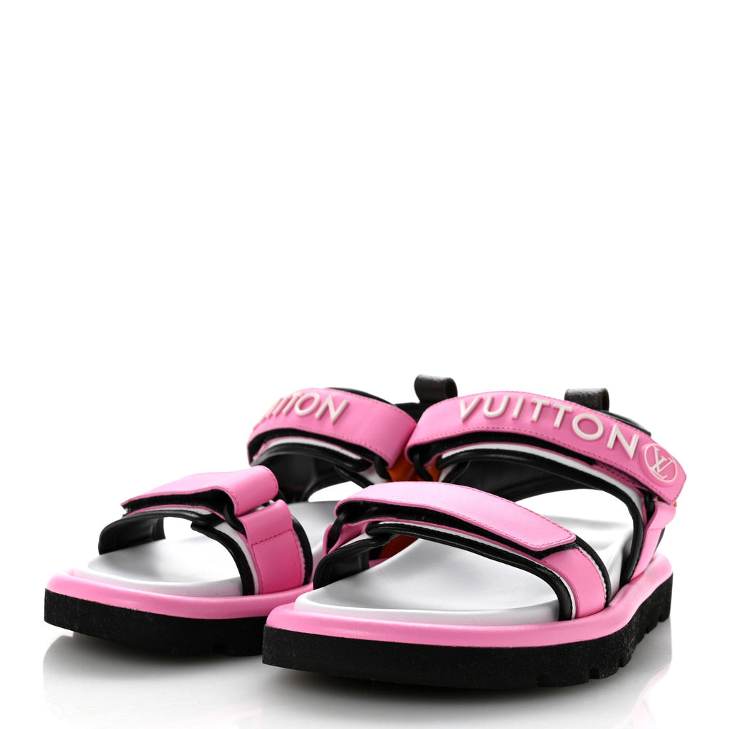Louis Vuitton Calfskin Women's Pool Pillow Comfort Flat Sandals 38 Rose Pop Pink