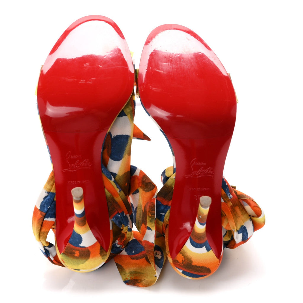 Christian Louboutin Crepe Satin Women's Miss Z Du Desert 100 Sandals 38 Magma