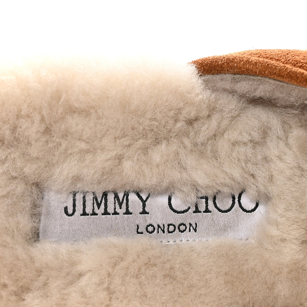 Jimmy Choo Suede Shearling Women's Ronnie Flat Mules 39.5 Tan Natural