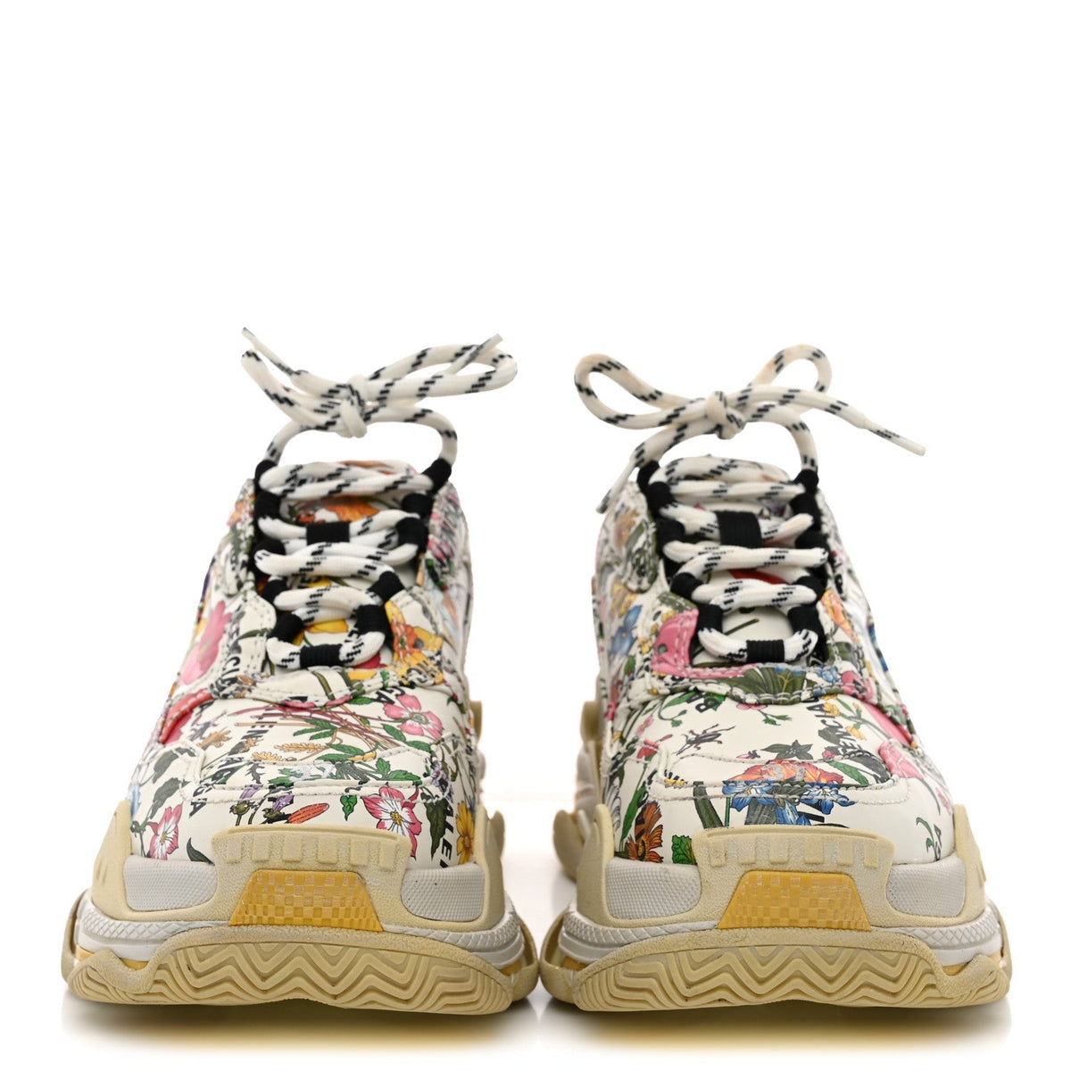 Balenciaga Fabric Women's Flora Triple S Sneakers Multicolor White