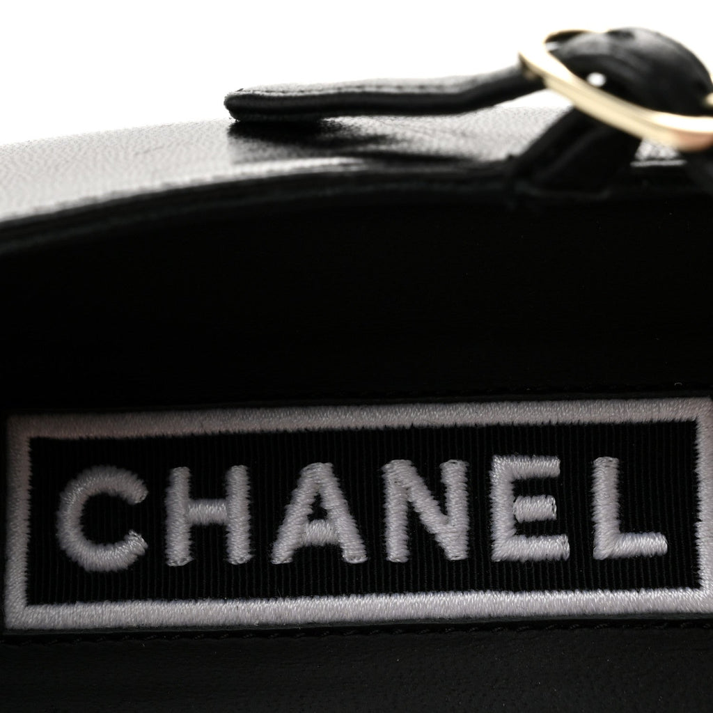 Chanel Lambskin Grosgrain Cap Toe Women's CC Mary Jane Flats 39.5 Black