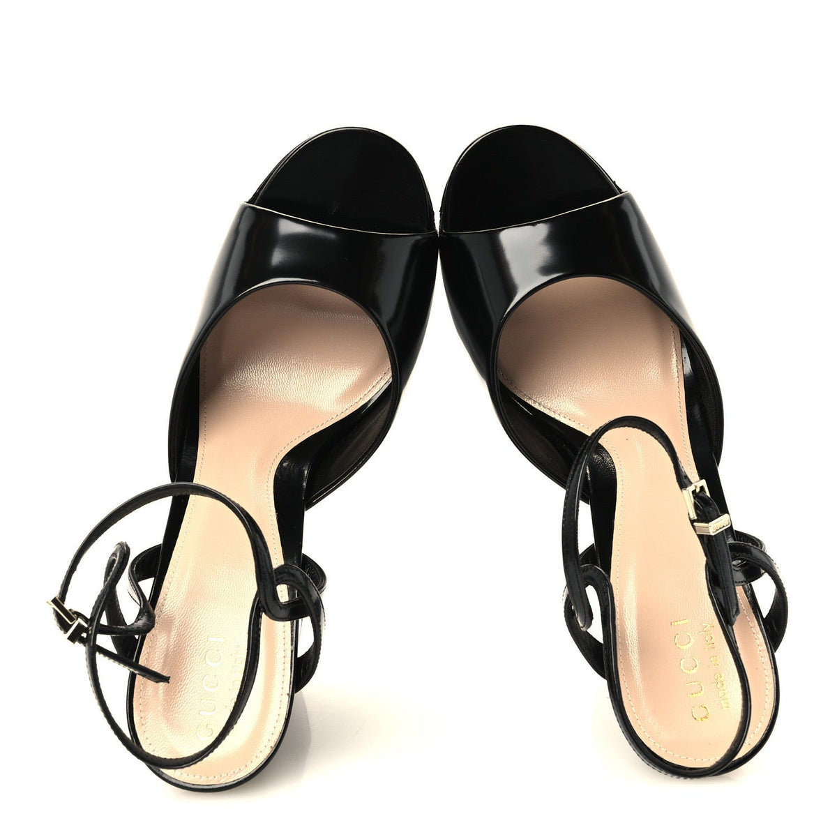 Gucci Regent Calfskin Nizza 95mm Women's Platform Sandals 39 Black