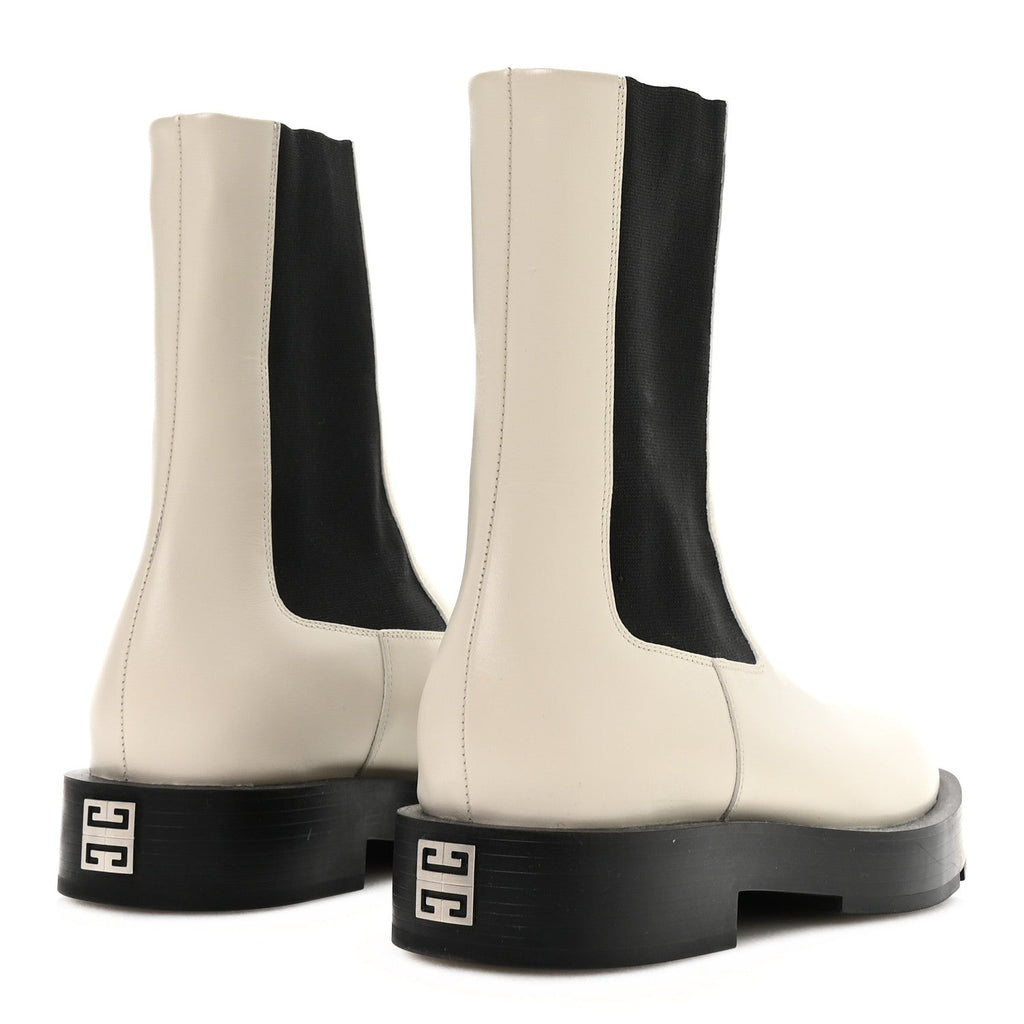 Givenchy Calfskin Women's Square Chelsea Boots 37 White Black