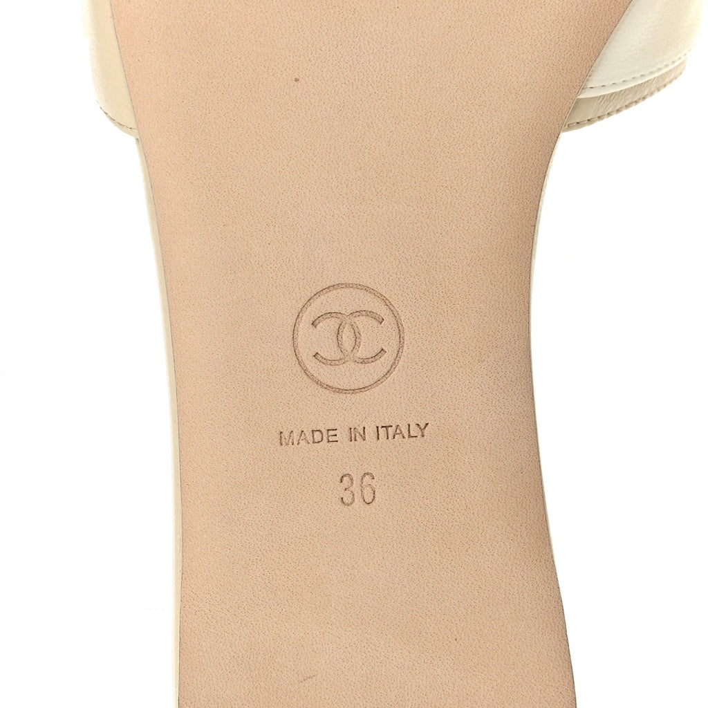 Chanel Lambskin Pearl Crystal CC Women's Mules Sandals
