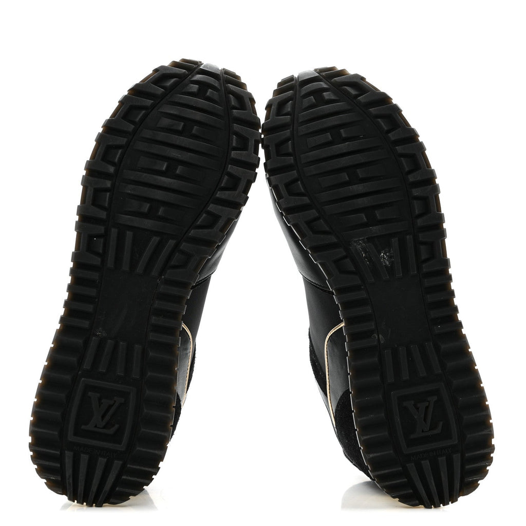 Louis Vuitton Suede Calfskin Recycled Monogram Nylon Women's Run Away Sneakers 39 Black