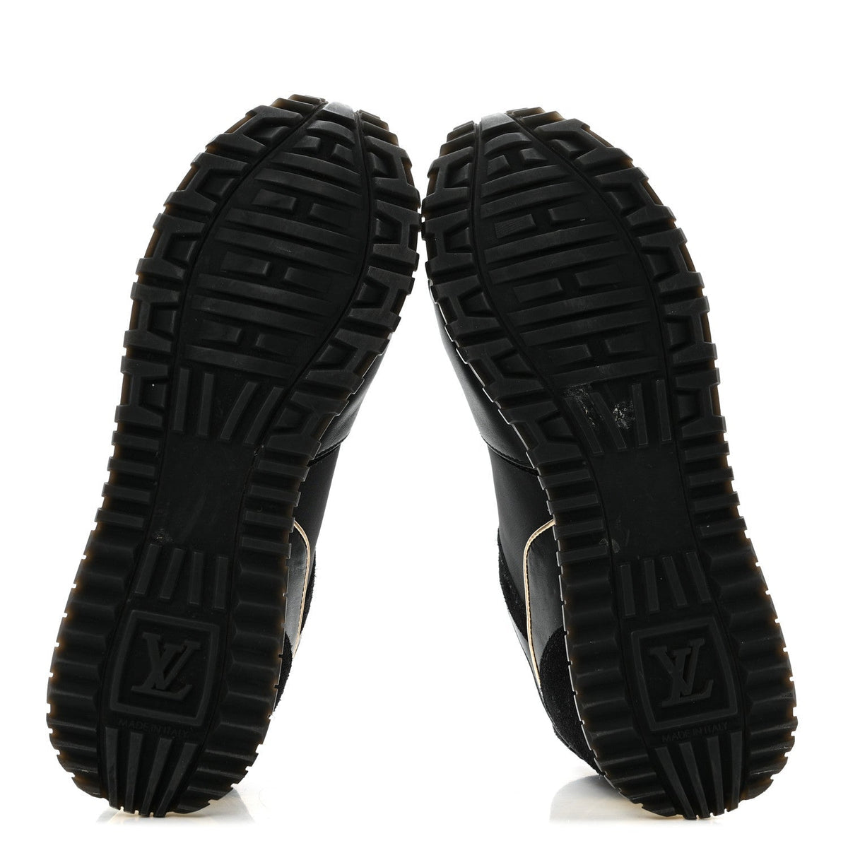 Louis Vuitton Suede Calfskin Recycled Monogram Nylon Women's Run Away Sneakers 39 Black
