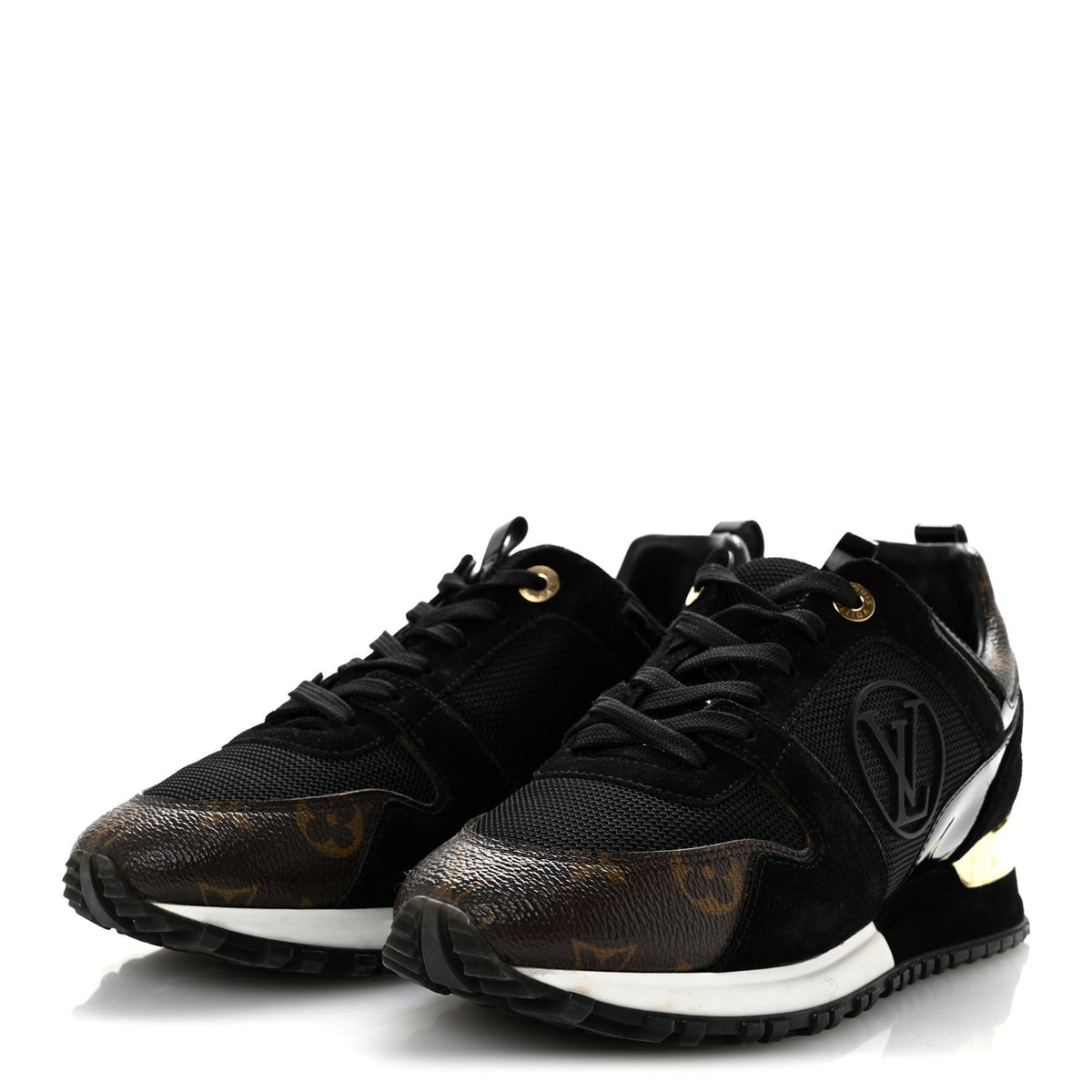 Louis Vuitton Suede Nylon Women's Run Away Sneakers 38 Black