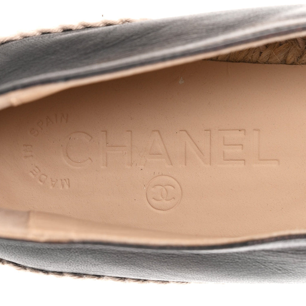 Chanel Lambskin CC Women's Espadrilles 38 Black