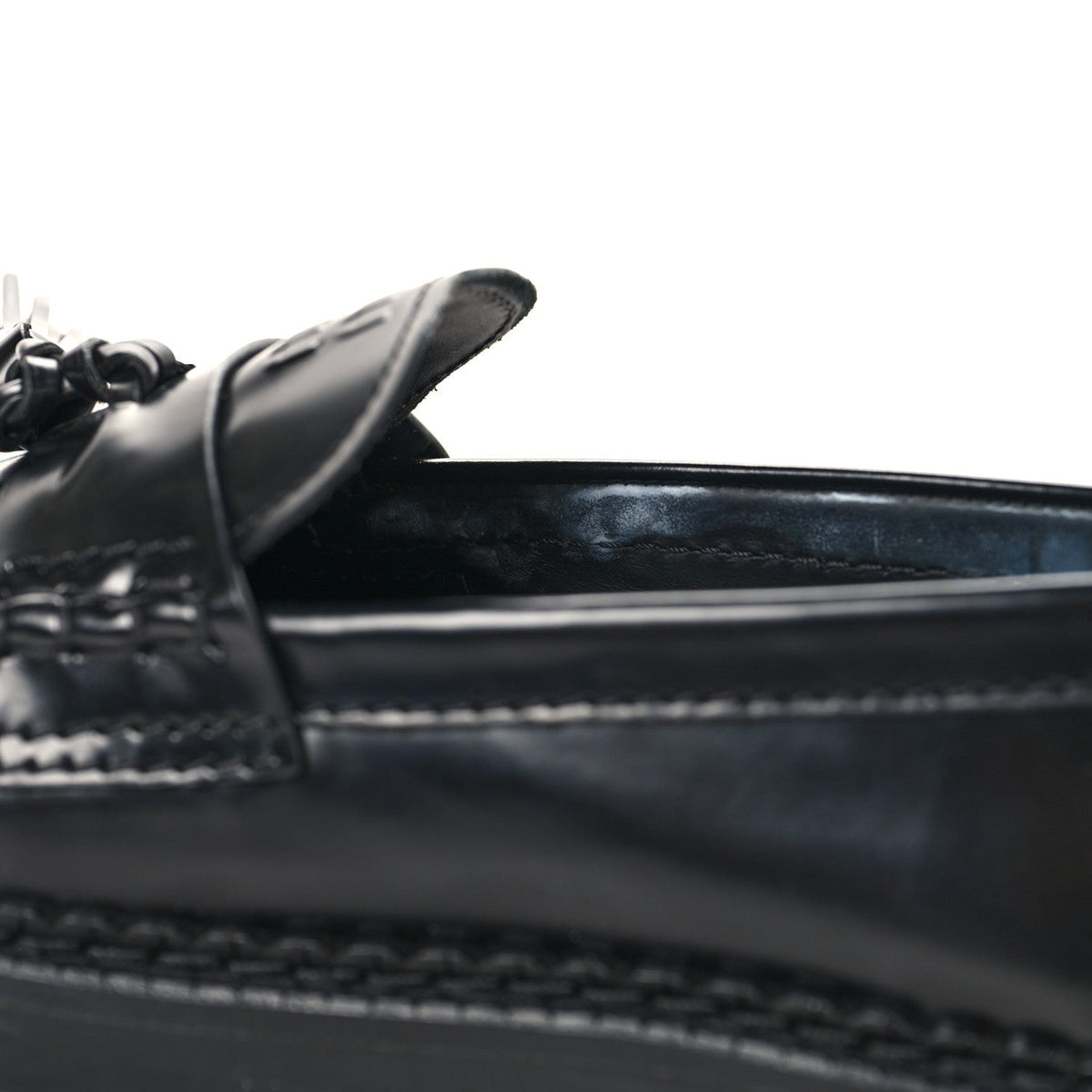 Miu Miu Spazzolato Calfskin Women's Tassel Loafers 36.5 Black