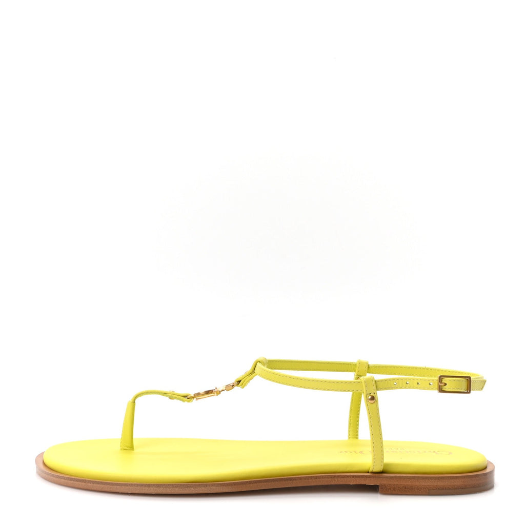 Christian Dior Calfskin Women's C'est Dior Sandals 37 Yellow