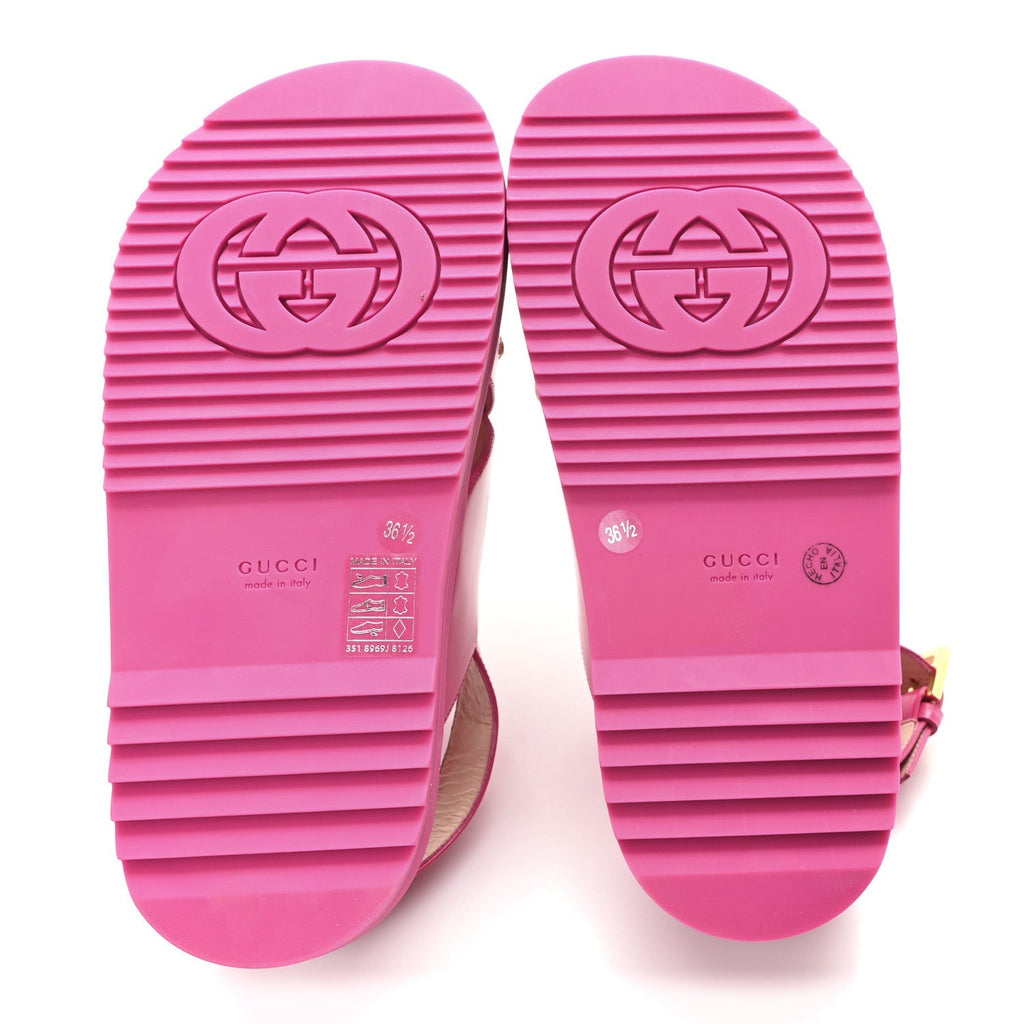 Gucci Calfskin Women's Elizabeth Nappa Charlotte Slingback Sandals 36.5 Fancy Fuchsia