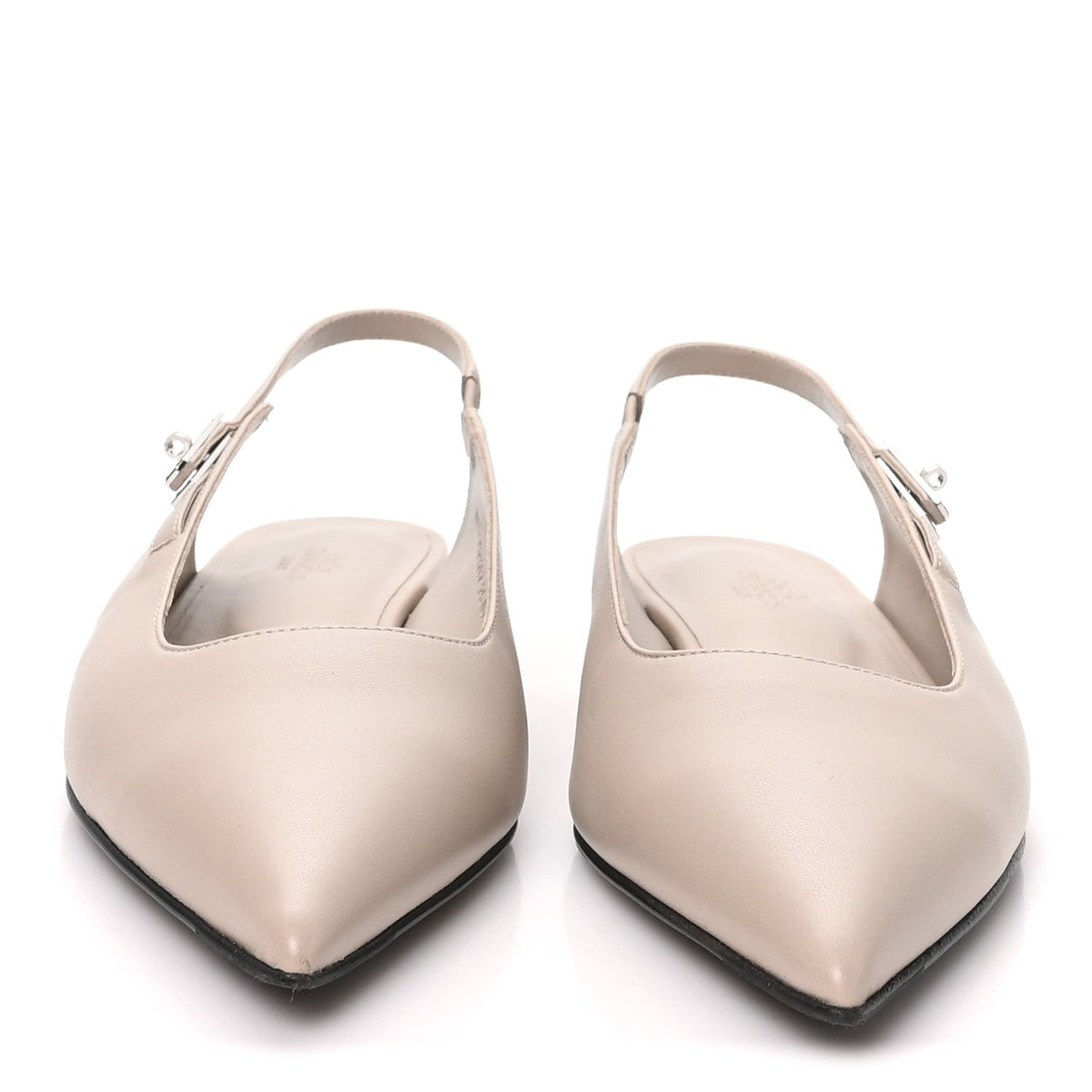 Hermès Nappa Women's Lovely Slingback Flats 38.5 Beige Galet