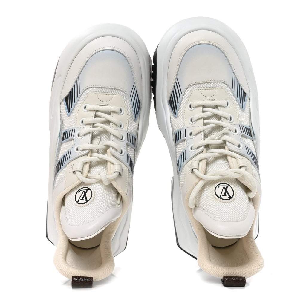 Louis Vuitton Calfskin Technical Nylon Women's LV Archlight Sneakers 38 White Blue Gris