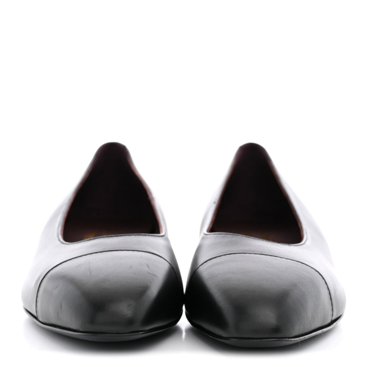 Chanel Lambskin Women's Cap Toe CC Ballerina Flats 36.5 Black