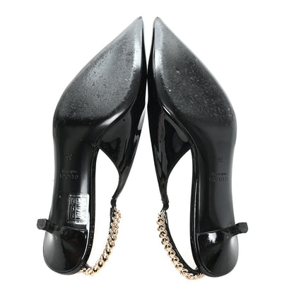 Gucci Patent Signoria 35mm Women's Slingback Pumps 36 Black