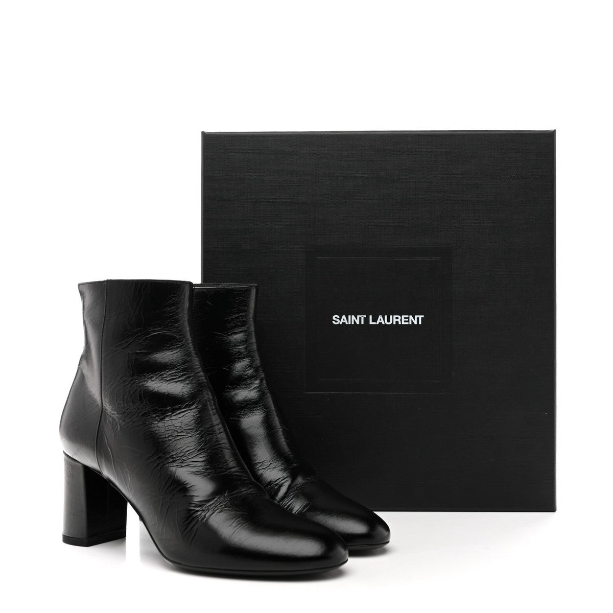 Saint Laurent Calfskin Women's Loulou 70 Uniform Ankle Boots 36 Black