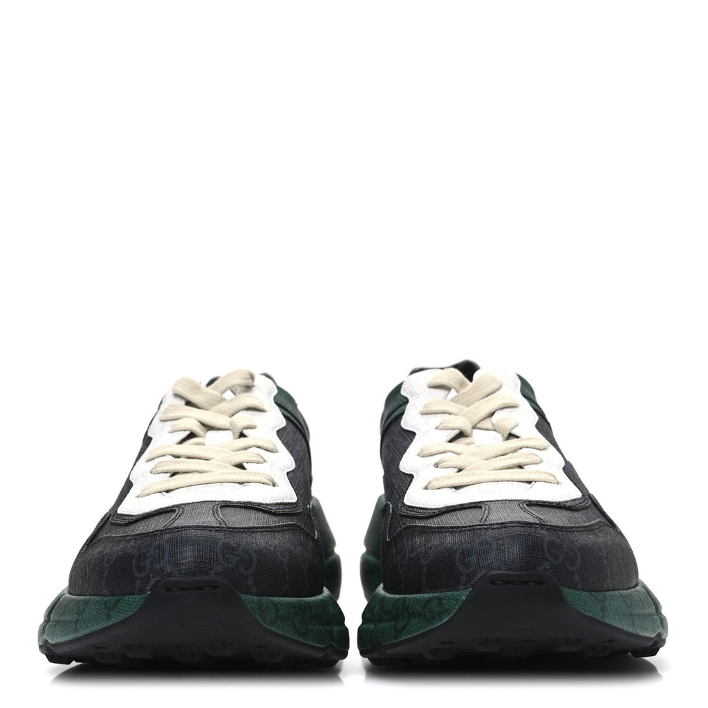 Gucci GG Supreme Monogram Men's Rhyton Sneakers 8.5 Black Green