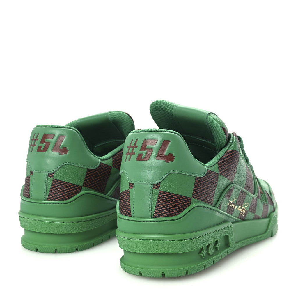 Louis Vuitton Damier Pop Grained Calfskin Men's LV Trainer Sneakers Green