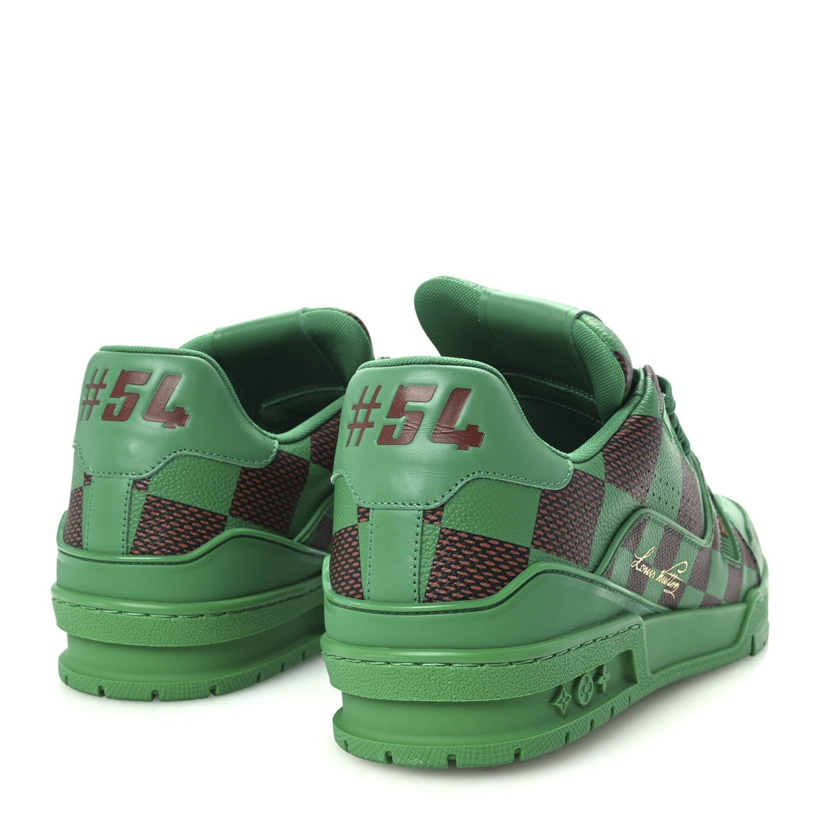 Louis Vuitton Damier Pop Grained Calfskin Men's LV Trainer Sneakers Green