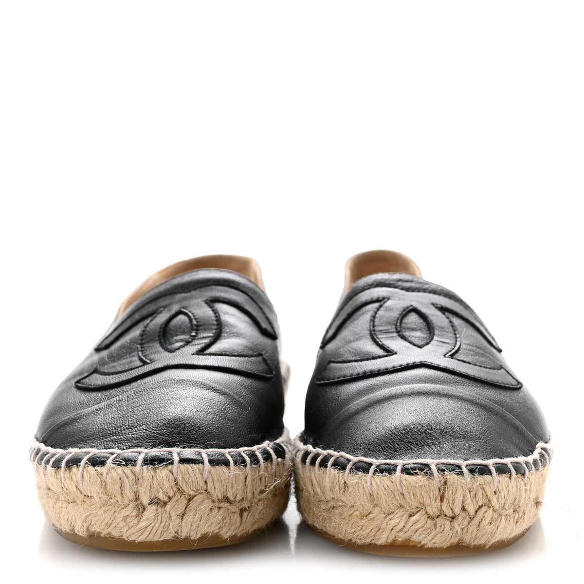 Chanel Lambskin Women's CC Espadrilles 38 Black