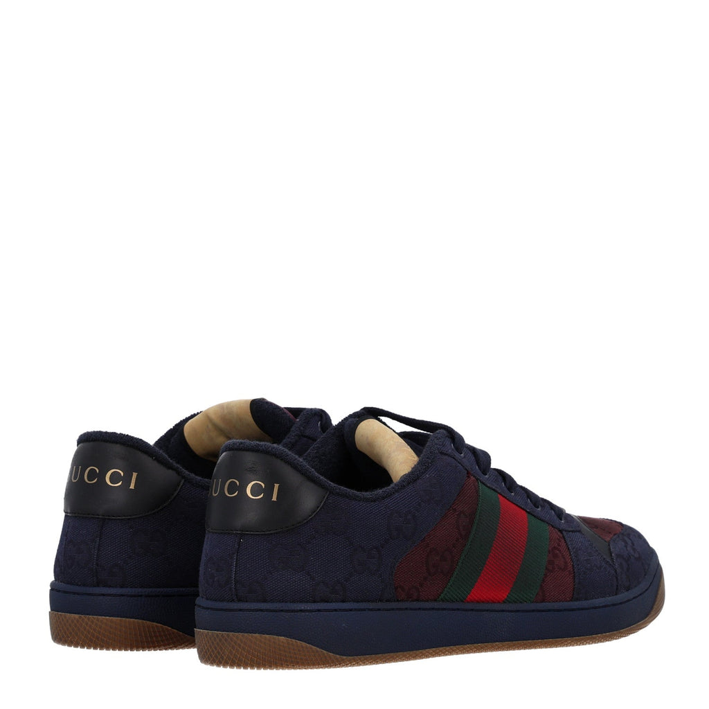 Gucci Canvas GG Web Men's Screener Sneakers 8 Burgundy Navy