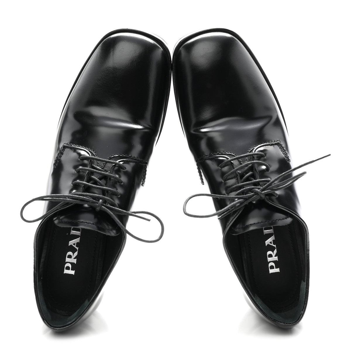 Prada Spazzolato Calfskin Women's Derby Platform Loafers 37 Black