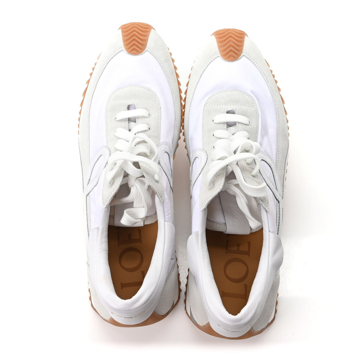 Loewe Nylon Suede Men's Flow Retro Runner Sneakers 45 White