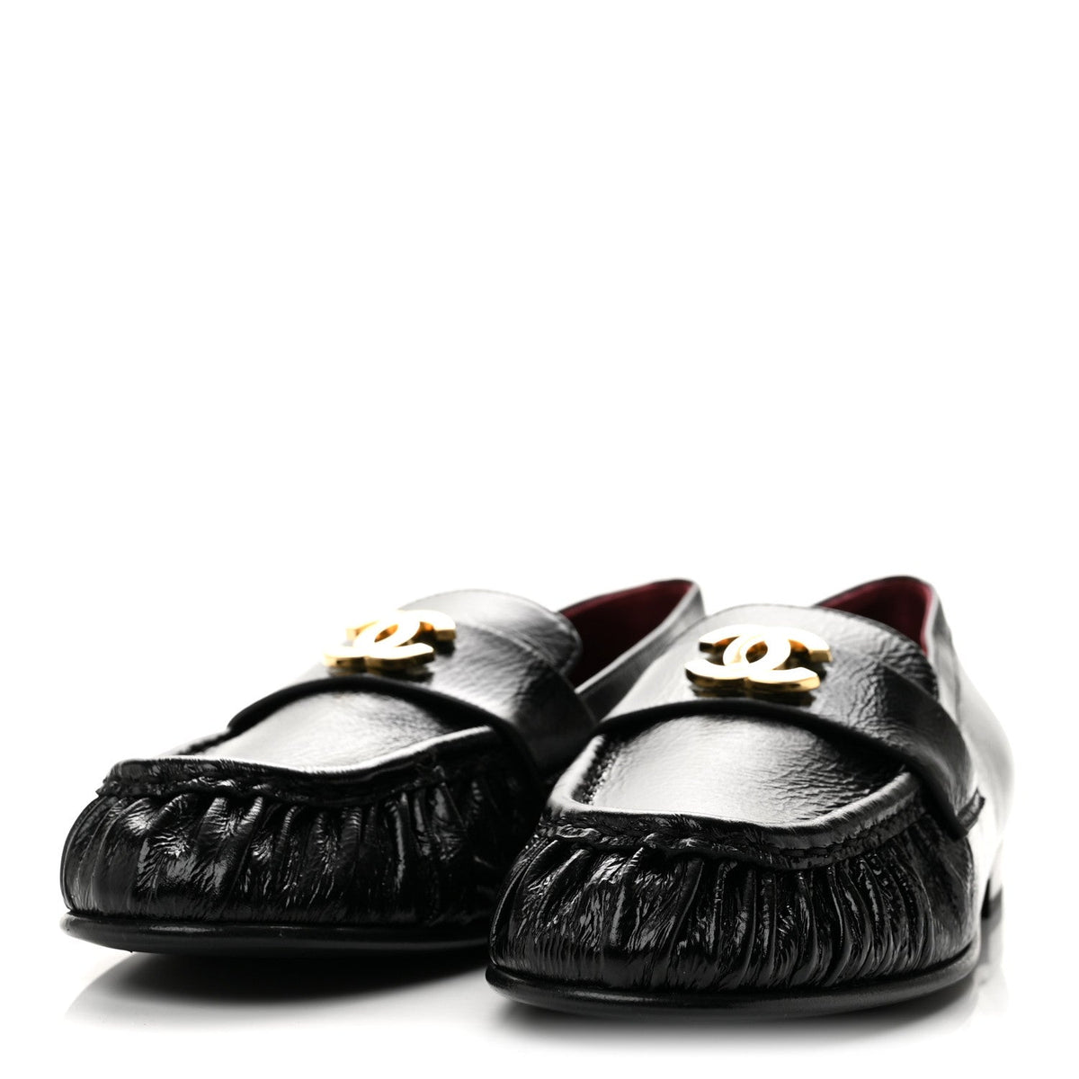 Chanel Crumpled Shiny Lambskin CC Women's Loafers
