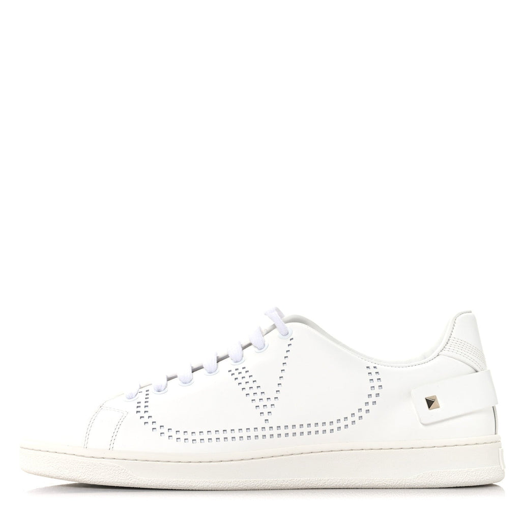 Valentino Garavani Calfskin Men's Backnet Sneakers 43.5 White