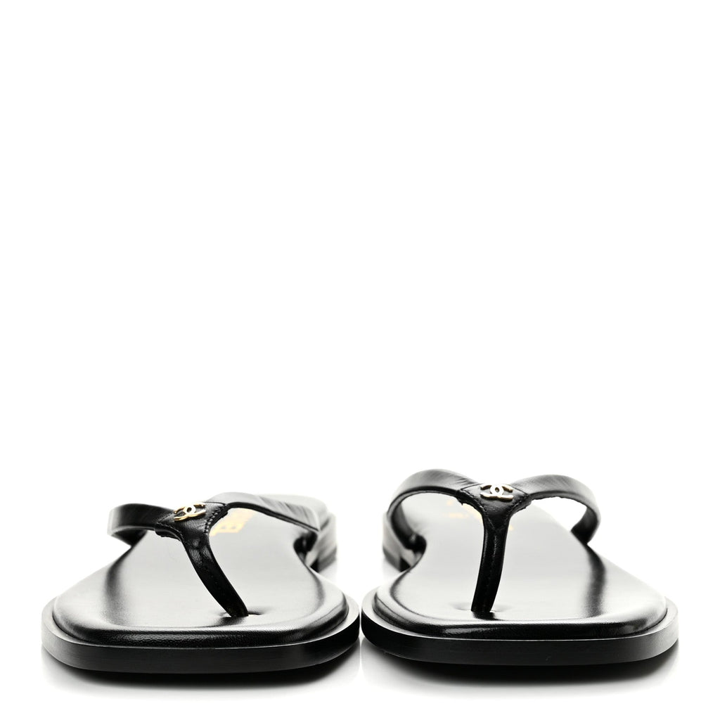 Chanel Goatskin CC Times Square Women's Thong Sandals