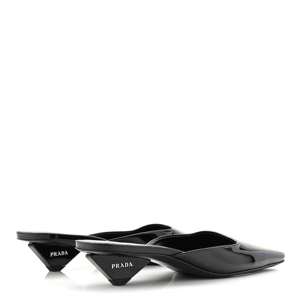 Prada Patent Calfskin Women's Modellerie Mules 38 Black