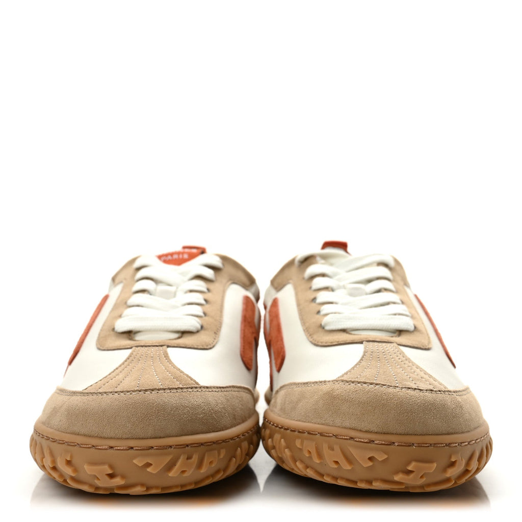 Hermes Nappa Suede Goatskin Women's Jet Sneakers 40 Multicolor Orange Canyon