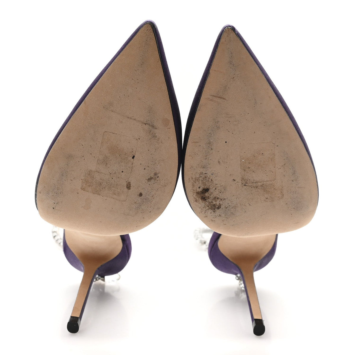 Jimmy Choo Satin Women's Crystal Saeda 100 Pumps 36.5 Cassis