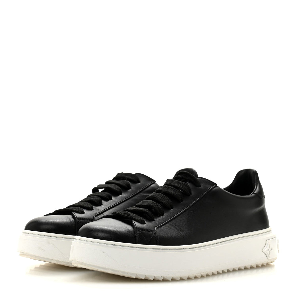 Louis Vuitton Calfskin Women's Time Out Sneakers 38.5 Black