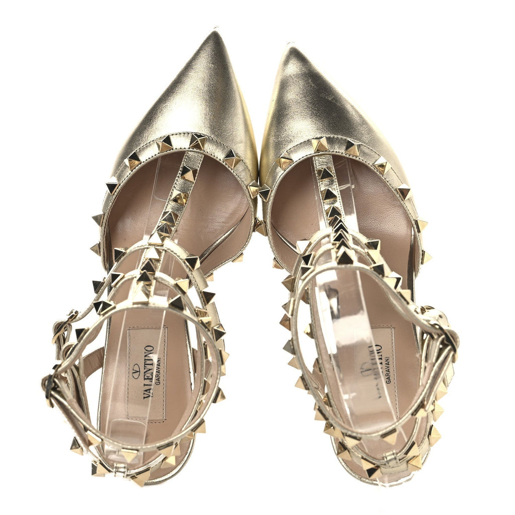 Valentino Garavani Metallic Nappa Rockstud Women's Pumps 36 Gold