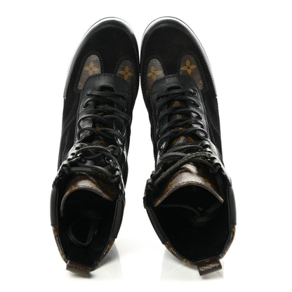 Louis Vuitton Suede Calfskin Monogram Women's Laureate Desert Boots 36 Black