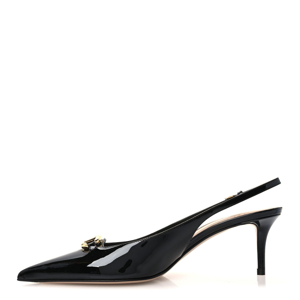 Valentino Garavani Patent Women's VLogo Slingback Pumps 37.5 Black
