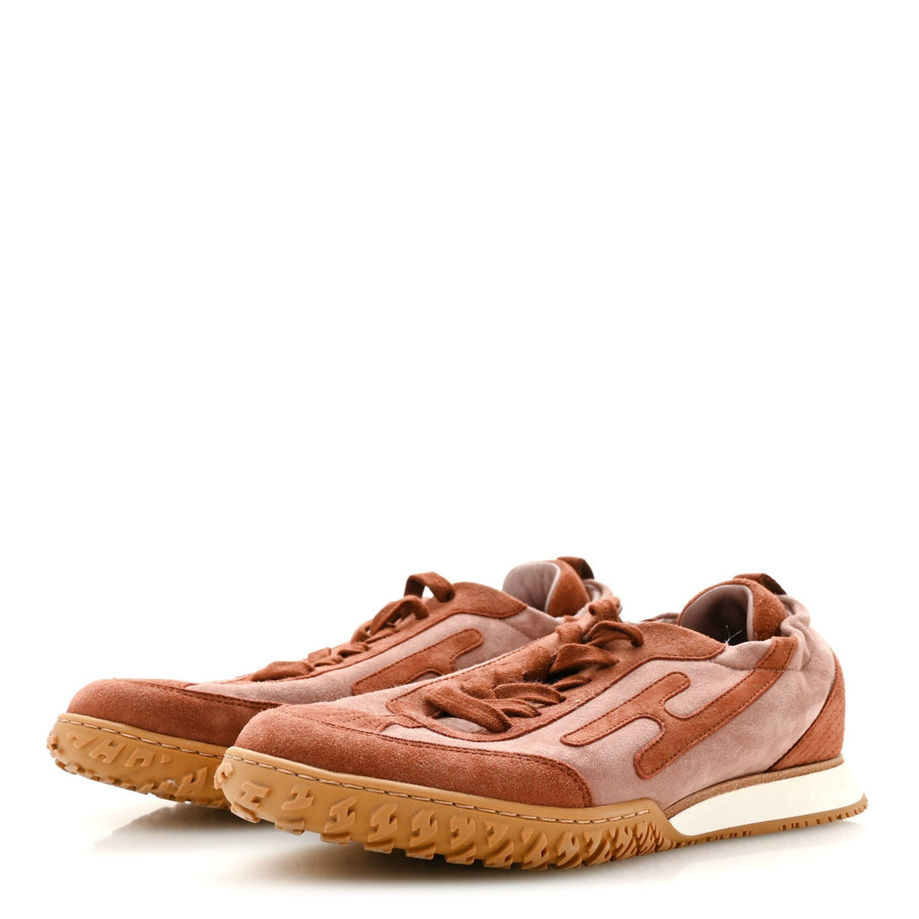 Hermes Suede Goatskin Women's Jet Sneakers 38.5 Rose Antique