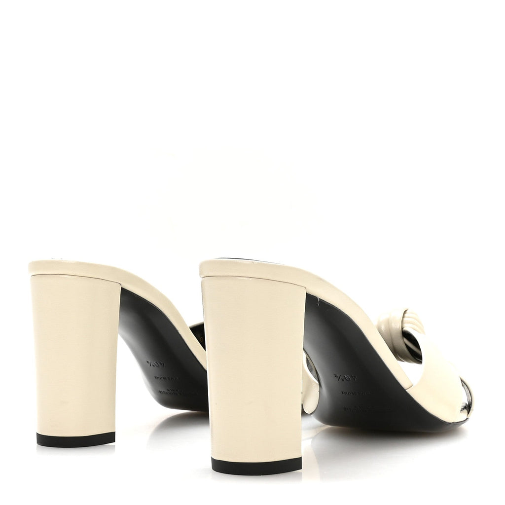 Saint Laurent Lambskin Bianca Women's Mules Pearl