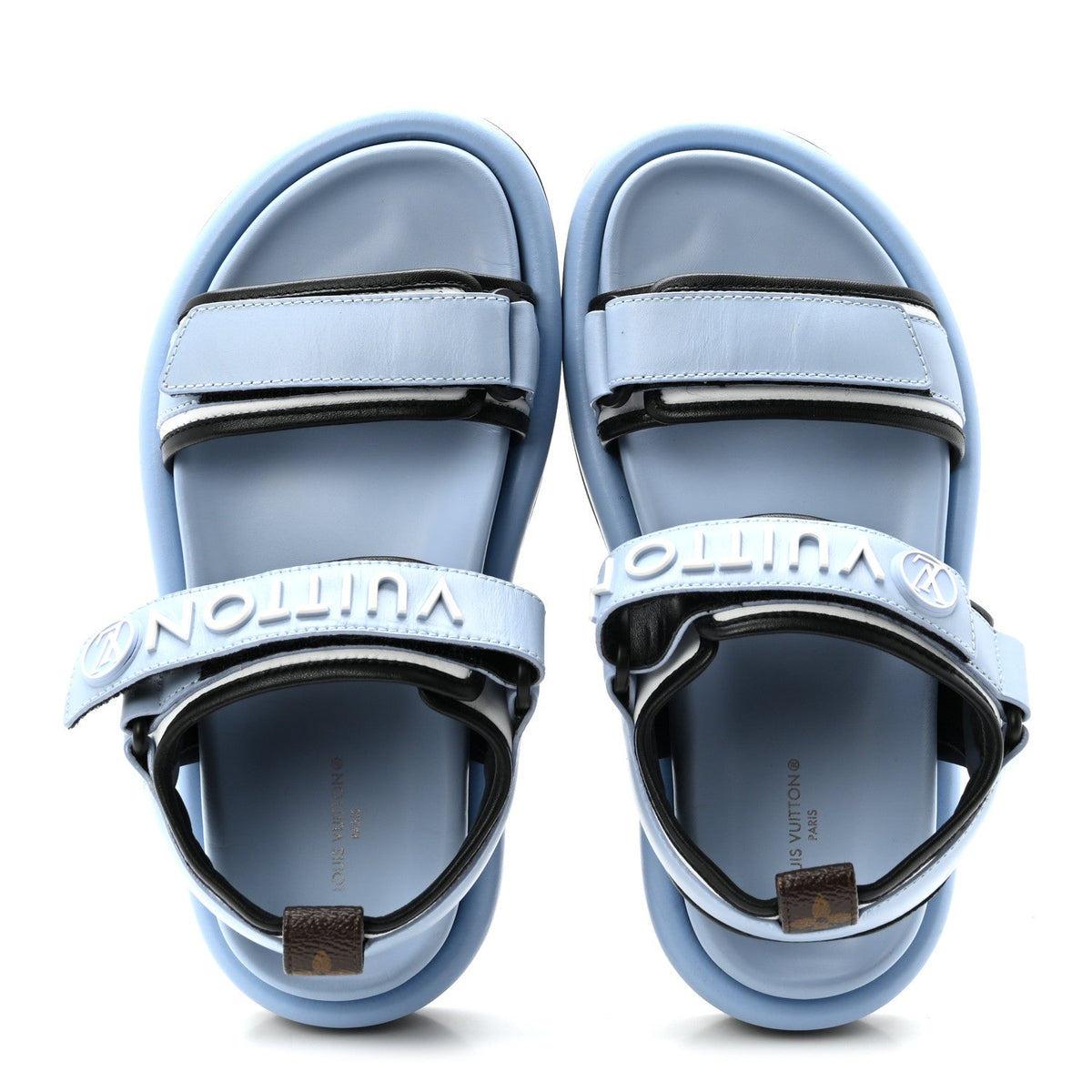 Louis Vuitton Calfskin Pool Pillow Flat Women's Comfort Sandals 36 Blue