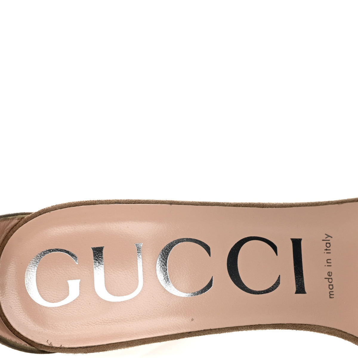 Gucci Suede Women's GG Ankle Strap High Heel Sandals 37.5 Taupe