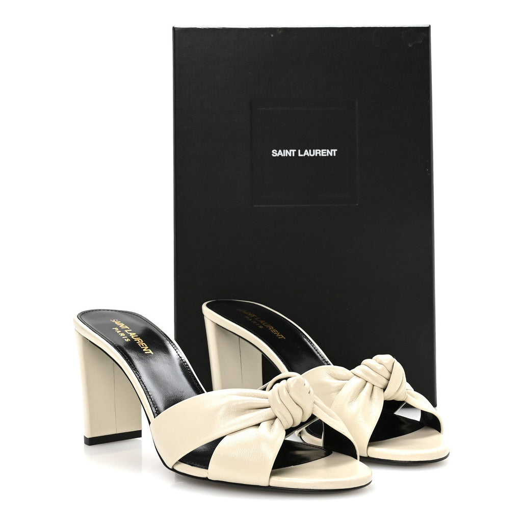 Saint Laurent Lambskin Bianca Women's Mules Pearl