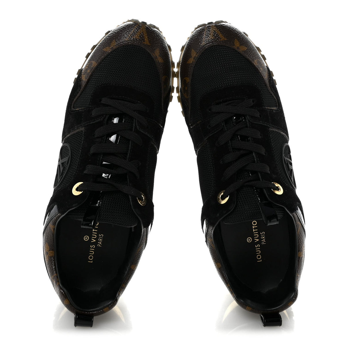 Louis Vuitton Suede Nylon Women's Run Away Sneakers 38 Black
