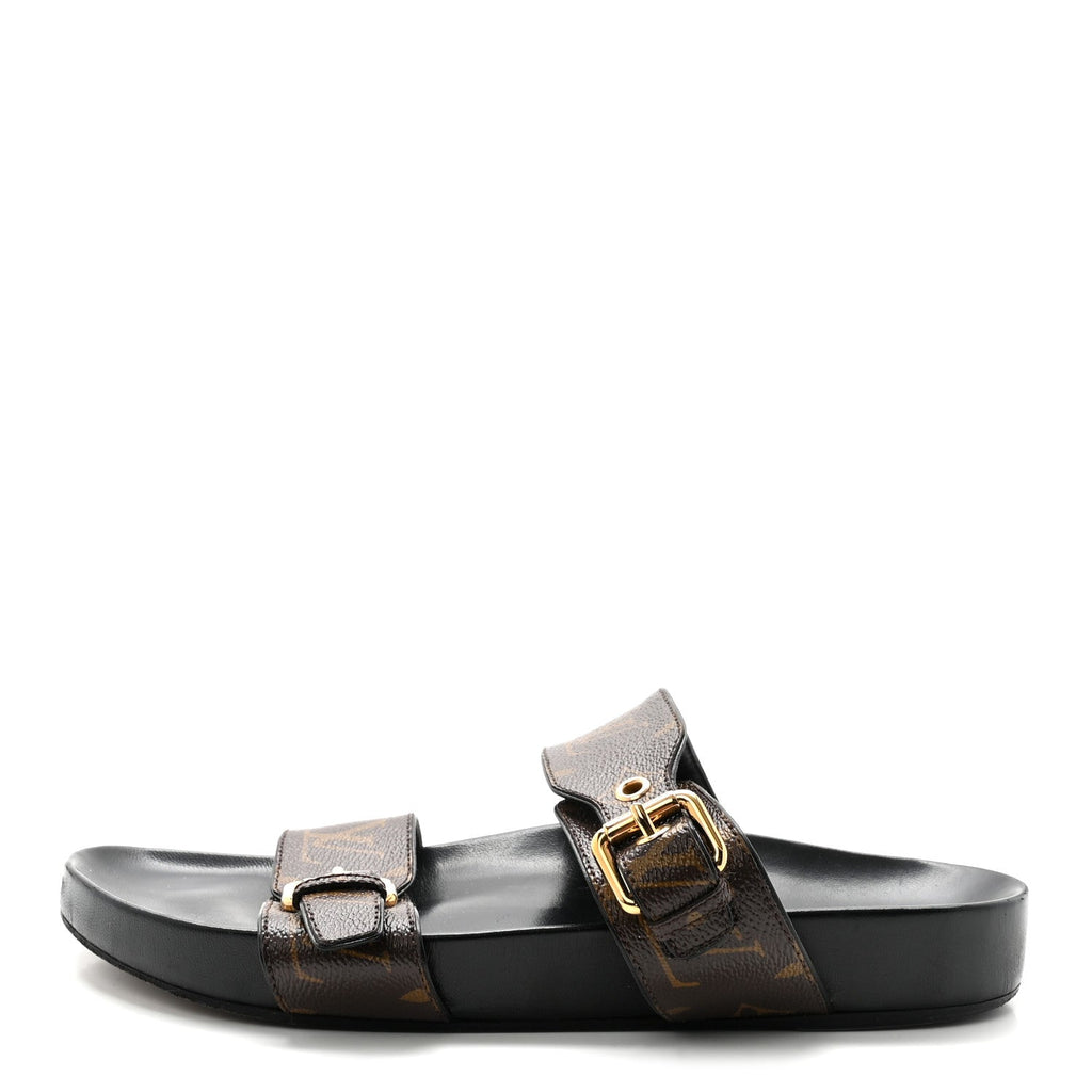 Louis Vuitton Canvas Women's Bom Dia Mule Sandals 40 Black