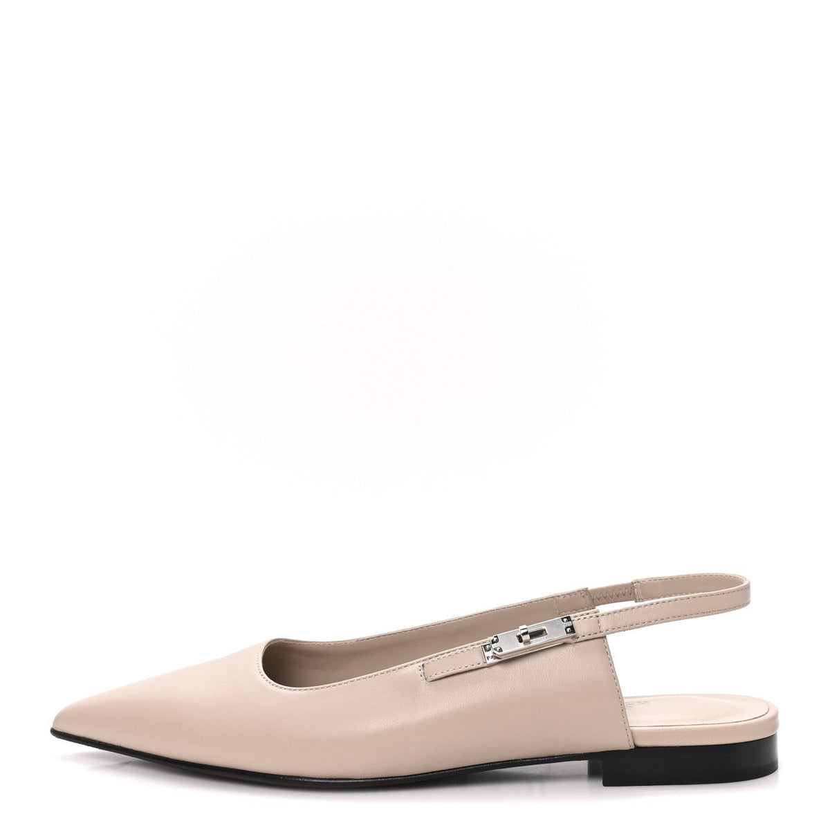 Hermès Nappa Women's Lovely Slingback Flats 38.5 Beige Galet