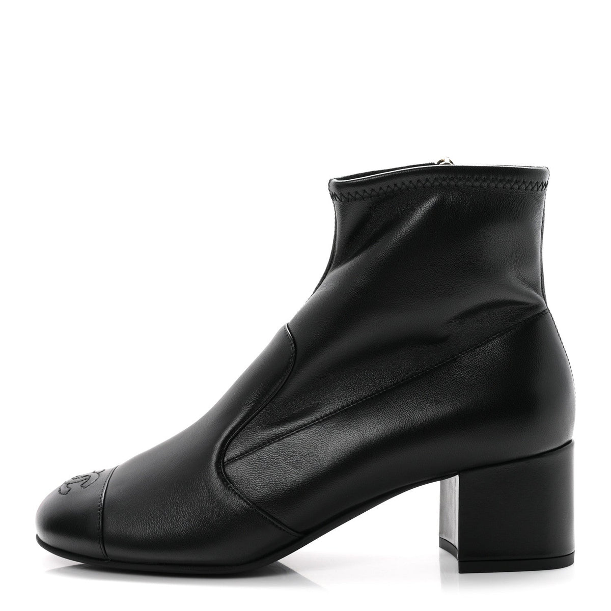 Chanel Stretch Lambskin Women's CC Uniform Boots 40.5 Black