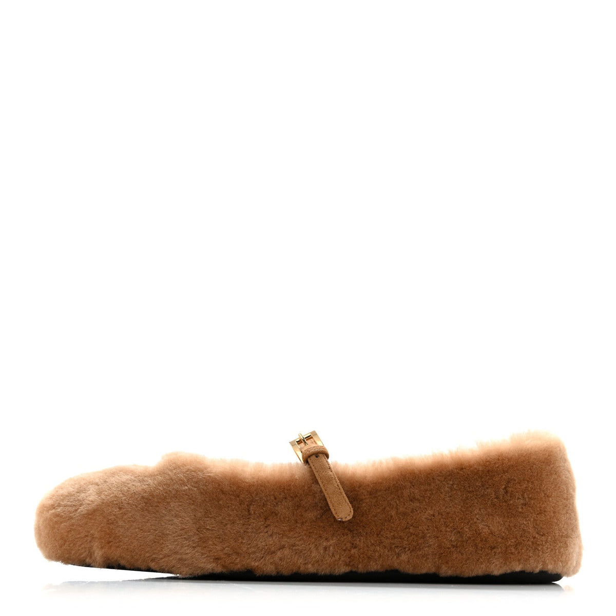 Shearling Triangle Ballerina Flats Caramel