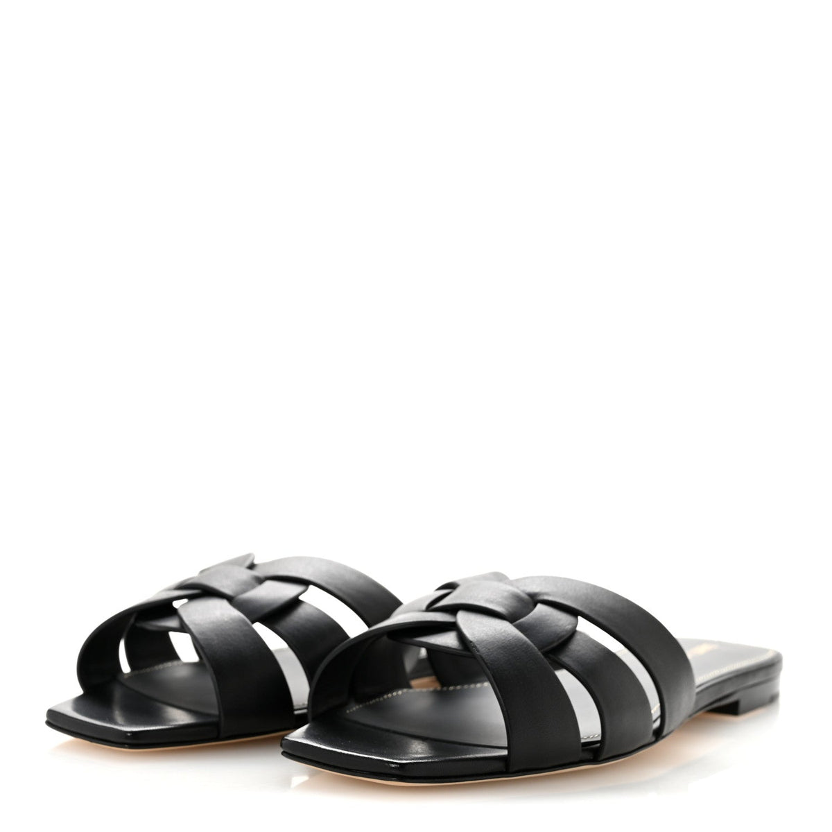 Saint Laurent Calfskin Women's Tribute 05 Slide Sandals 36.5 Black